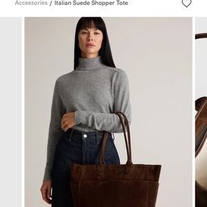 Quince Brown Italian Suede Shopper Tote